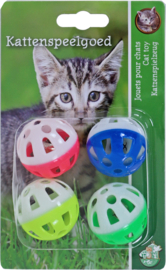Kattenbal met bel 4 stuks