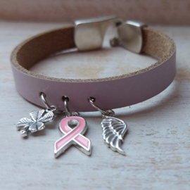 Pink Ribbon armband van leer | 2025.2