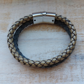Beige- vergrijsd blauwe armband "Zachary"
