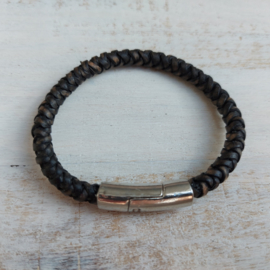 Zwart leren armband "Udo"