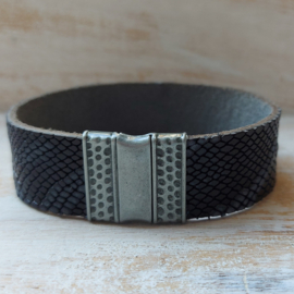 Donkergrijs- donkerblauwe herenarmband 'Jason'