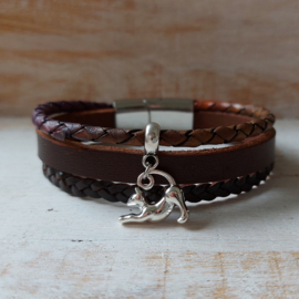 Leren herinnering armband  | Kat