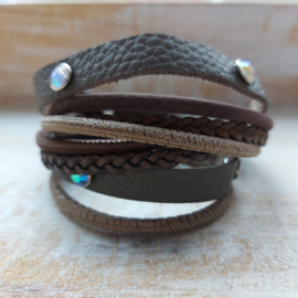 Taupekleurige wikkelarmband 'Misty'
