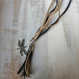 Lange suede ketting blauw/ beige