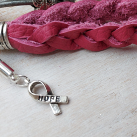 Pink Ribbon sleutelhanger leer