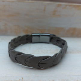 Taupe leren armband 'Maurits'