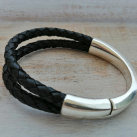 Armband half metaal zwart