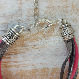 Pink Ribbon armband van leer | 2025.4