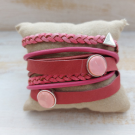 Rood-roze wikkelarmband 'Noa'