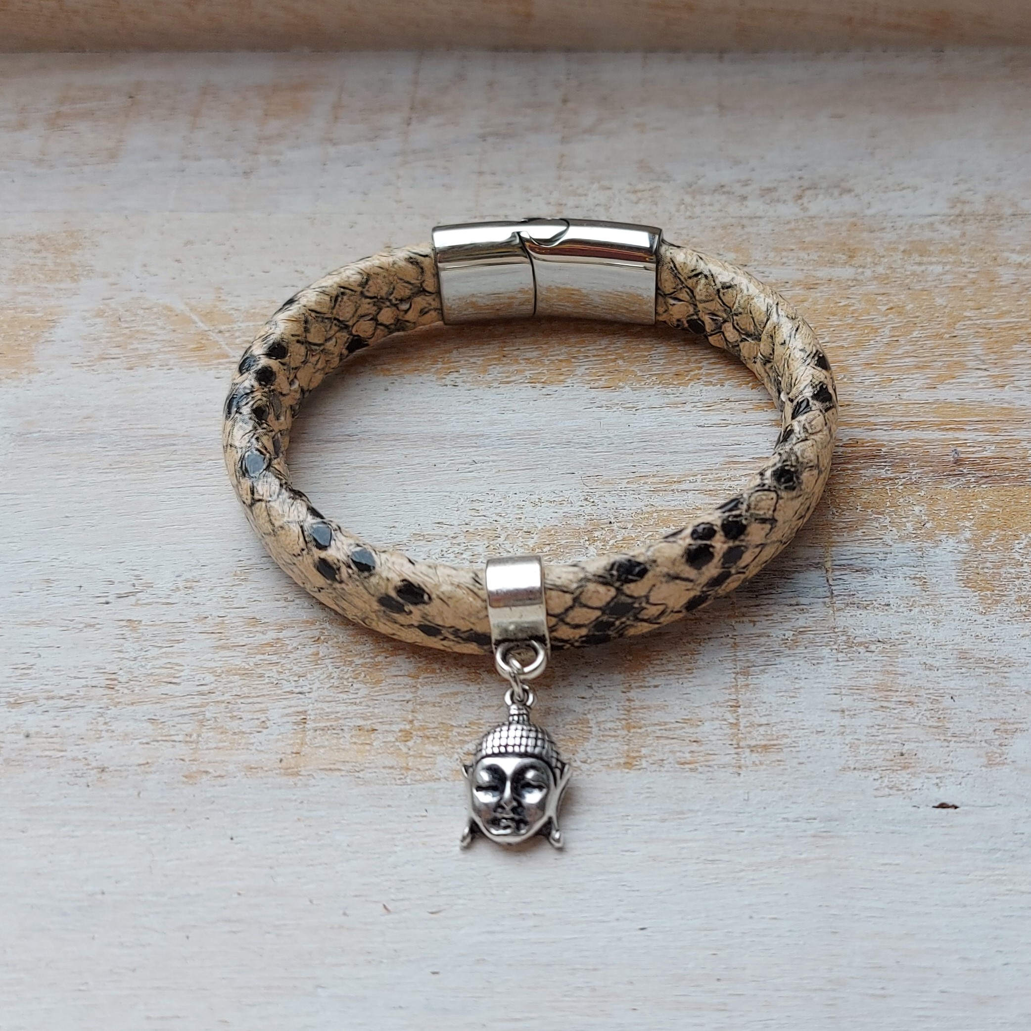 Armband in beige pythonleer "Filou"