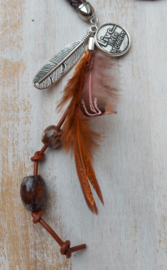 Lange leren, bruinrode ketting met kleurverloop 'Sharon'