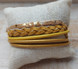 Gele leren armband 'Yellow sun'