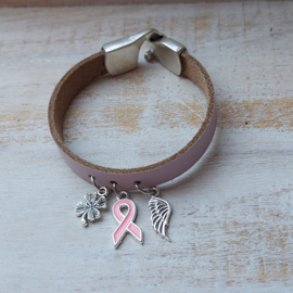 Pink Ribbon armband van leer | 2025.2
