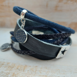 Donkerblauwe wikkelarmband "Elise"