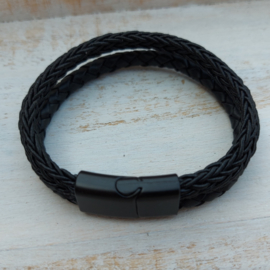 Zwart leren armband "Marc"