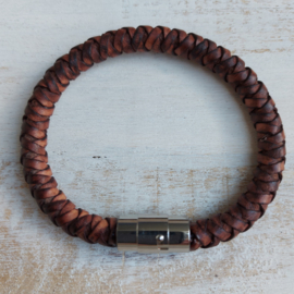 Middenbruine leren armband "Micha"