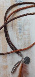 Lange leren, bruinrode ketting met kleurverloop 'Sharon'