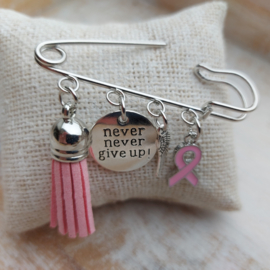 Pink Ribbon vestspeld "Never, never give up"