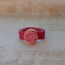 Pink Ribbon ring van fuchsia roze leer 'shiny' | 2023