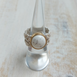 Witte gevlochten leren ring "Julia"