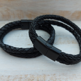 Zwart leren armband "Marc"