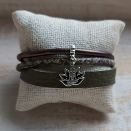 Armband olijfgroen 'Zenlotus'