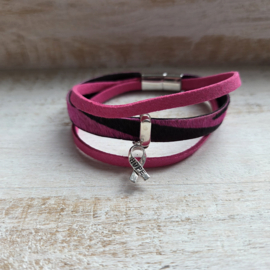 Pink Ribbon armband van vachtleer|  2026.4