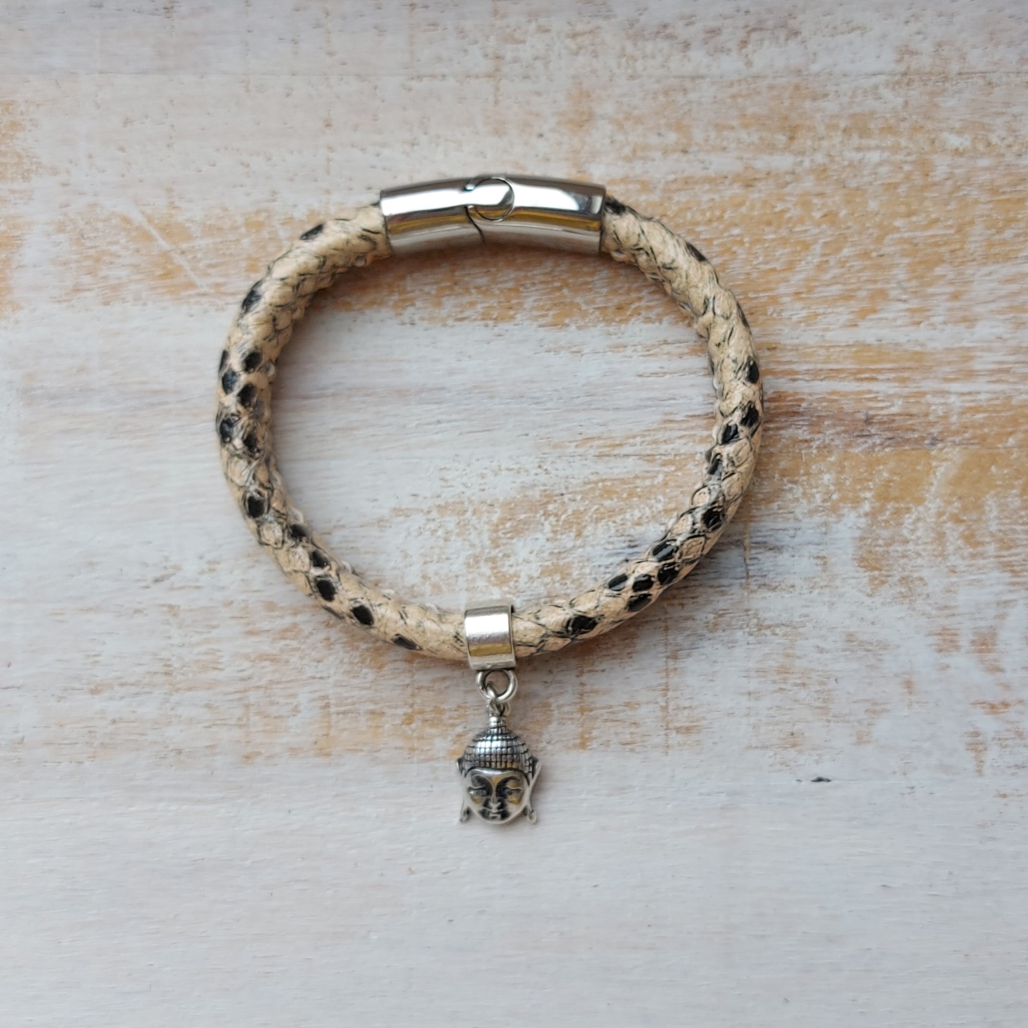 Armband in beige pythonleer "Filou"