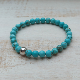 Armband van natuursteen | Blauwe Turkoois 6 mm