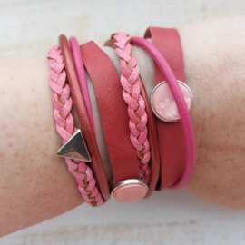 Rood-roze wikkelarmband 'Noa'