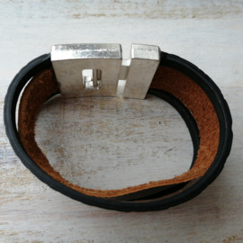 Brede armband in donkerbruin en oranjebruin