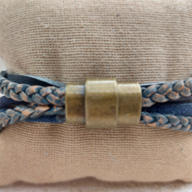 Donkerblauwe armband met bronskleurige ster "Philou"