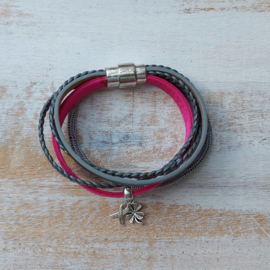 Pink Ribbon armband van leer | 2025.3