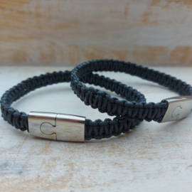 Antraciet grijs leren armband 'Morris'