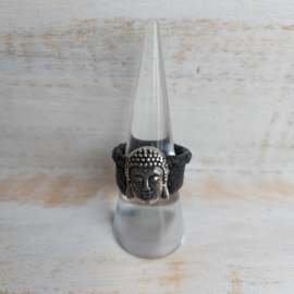 Zwarte leren ring "buddha"