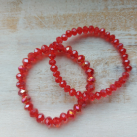 Elastische facet- armband Rood 7 mm