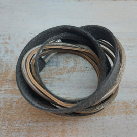 Donkerbruine en softgold wikkelarmband 'Yannick'