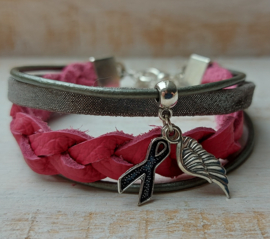 Pink Ribbon armband  van leer | 2023