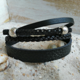 Zwart leren armband "Ellen"