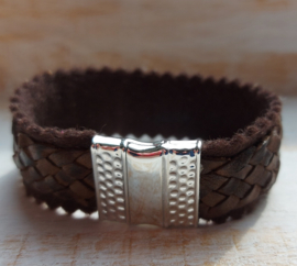 Donkerbruine leren armband met magnetisch slot 'Sven'