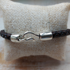 Zwartbruine leren armband "Ray"