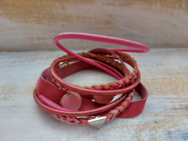 Rood-roze wikkelarmband 'Noa'