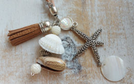 Lange beige leren ketting 'Sea and Sand'