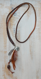 Lange leren, bruinrode ketting met kleurverloop 'Sharon'