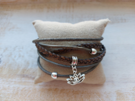 Donkerbruine wikkelarmband  'Leila'