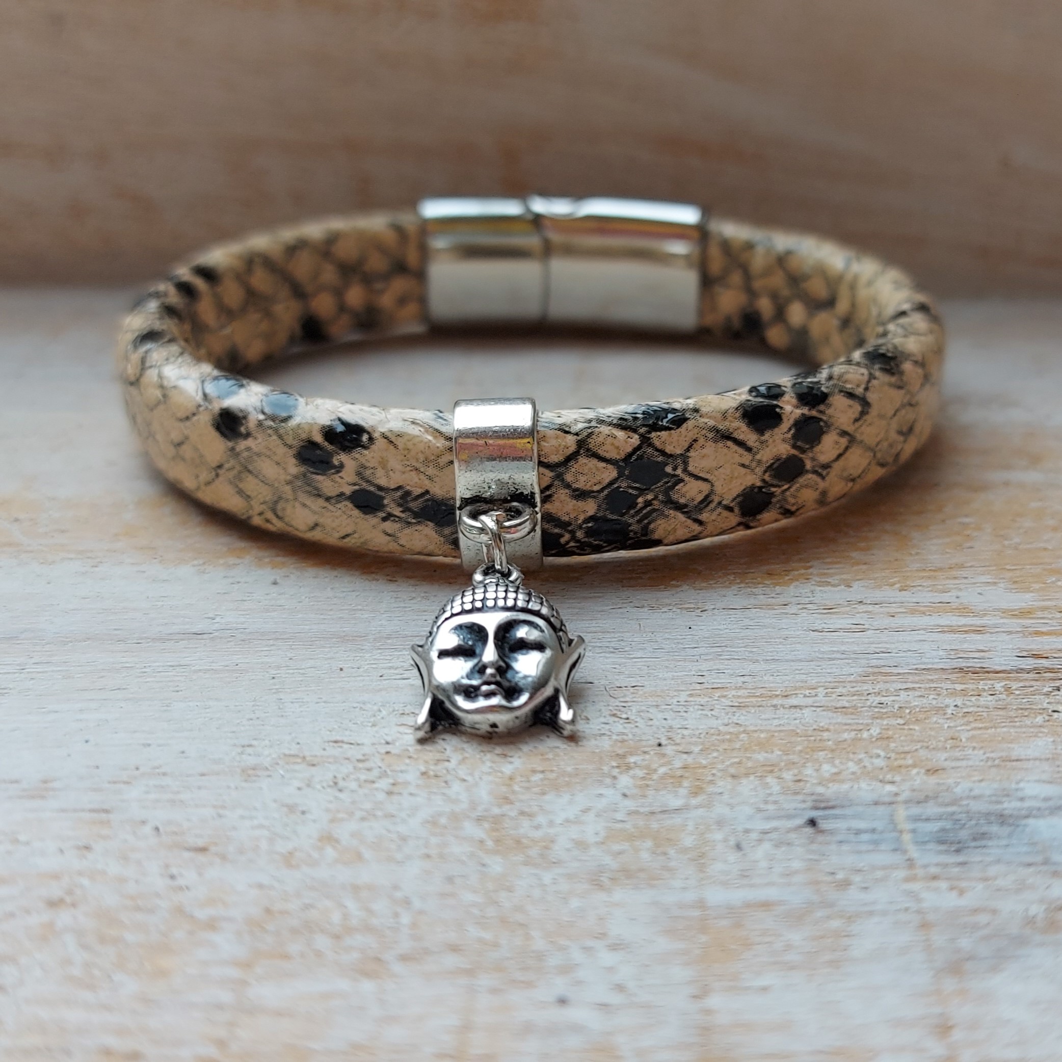 Armband in beige pythonleer "Filou"