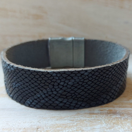 Donkergrijs- donkerblauwe herenarmband 'Jason'