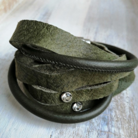 Wikkelarmband "Army green and black"