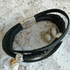 Zwart leren armband "Ellen"