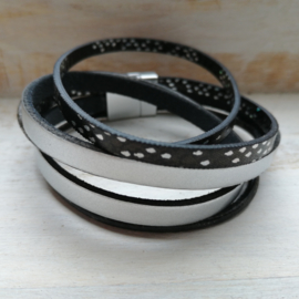 Wikkelarmband in zilver en zwartzilver "Flakes"